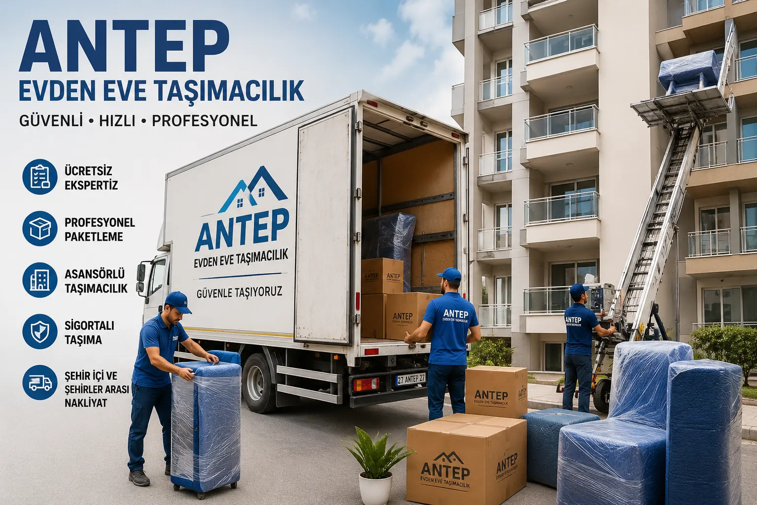 Gaziantep Taşınma Rehberi için asansörlü evden eve nakliyat hizmeti